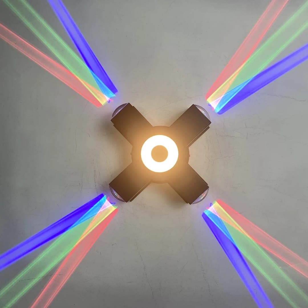 Modern Black 4-Way LED Wall Light for Outdoor Pillars, Gates & Ceilings. - View 1