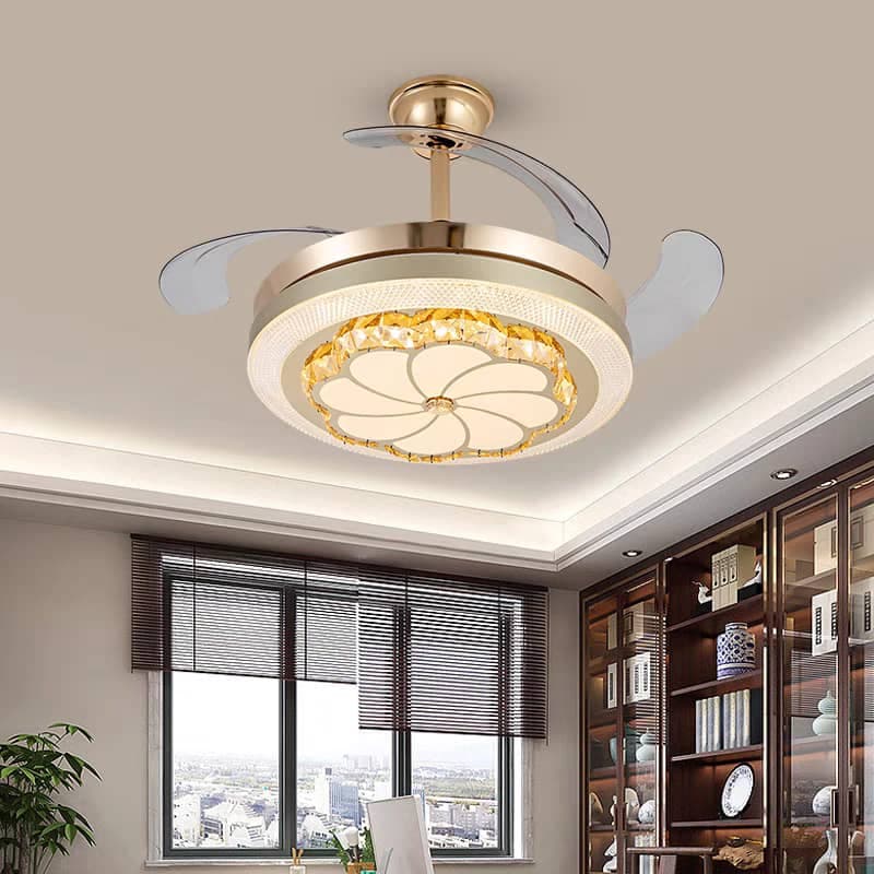 Rose Gold Ceiling Fan with Silent Copper Motor, LED Lighting & Bluetooth Speaker. - View 1