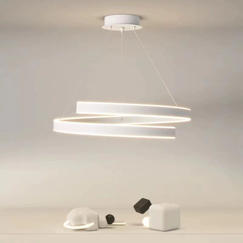 Adjustable White Nordic LED Ring Chandelier – Modern Pendant Light for Apartments. - View 1