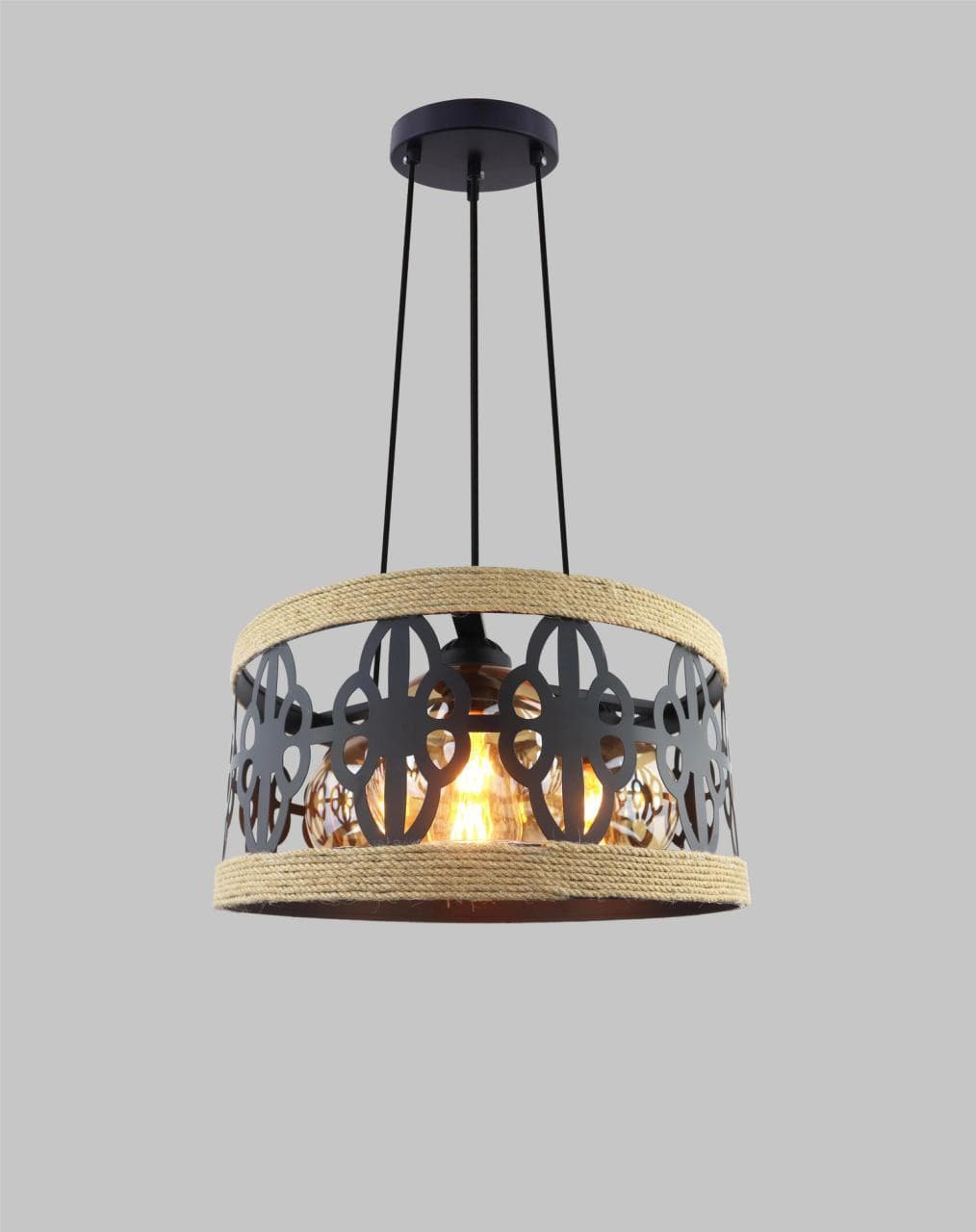 Rustic Rope Pendant Light – Modern Industrial Hanging Lamp for Home Interiors. - View 1