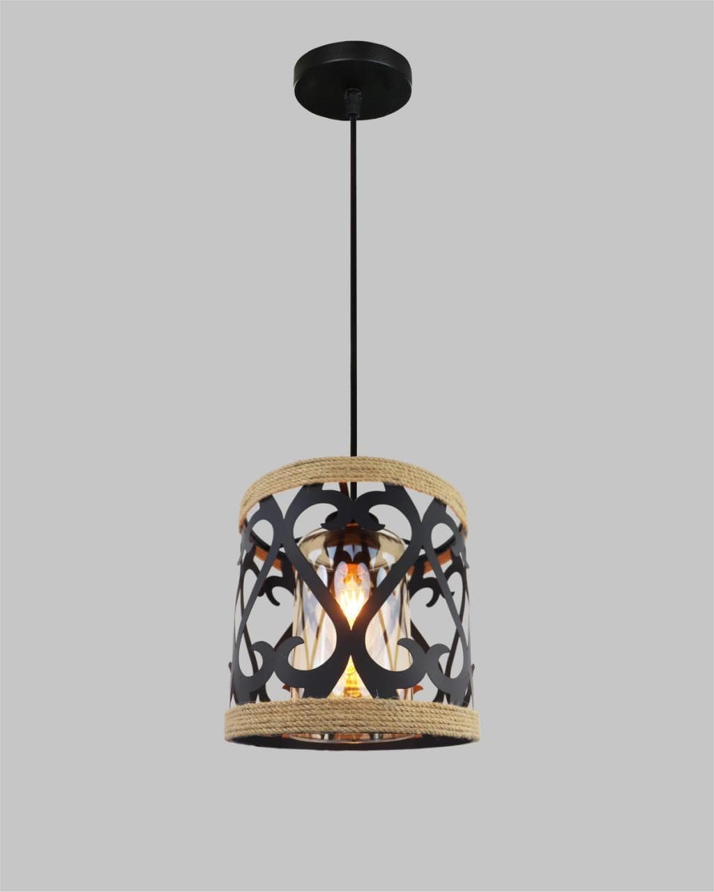 Vintage-Inspired Rope Pendant Light – Rustic Industrial Hanging Lamp for Dining & Living Rooms. - View 1