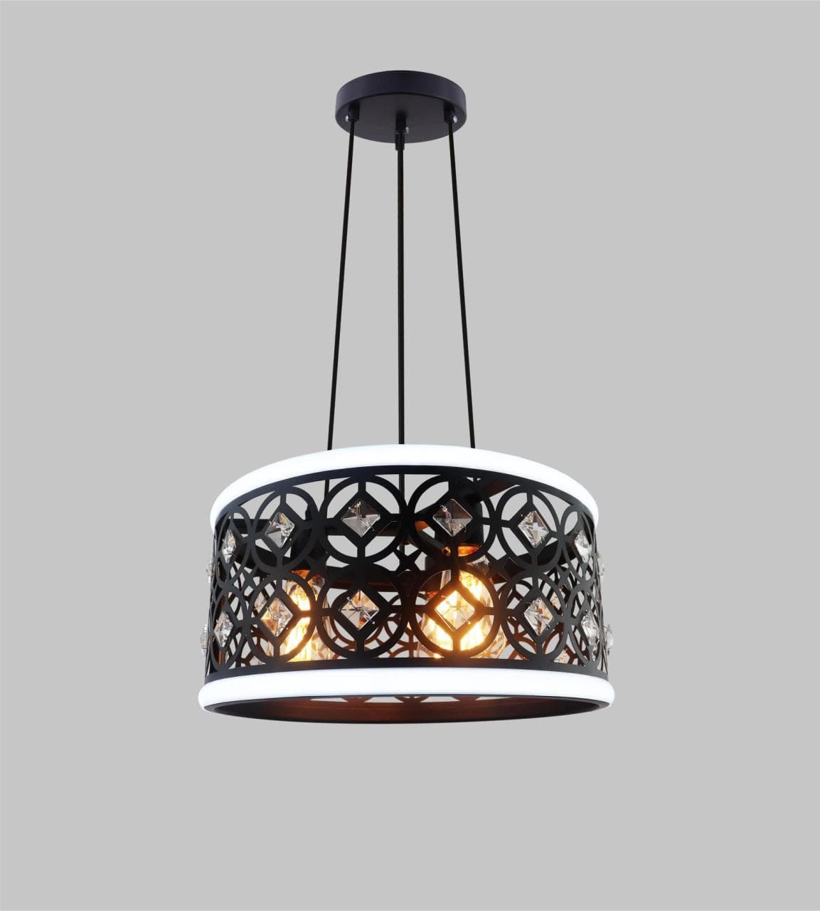 Industrial Hanging Pendant Light – LED Compatible Metal Cage Ceiling Light. - View 1