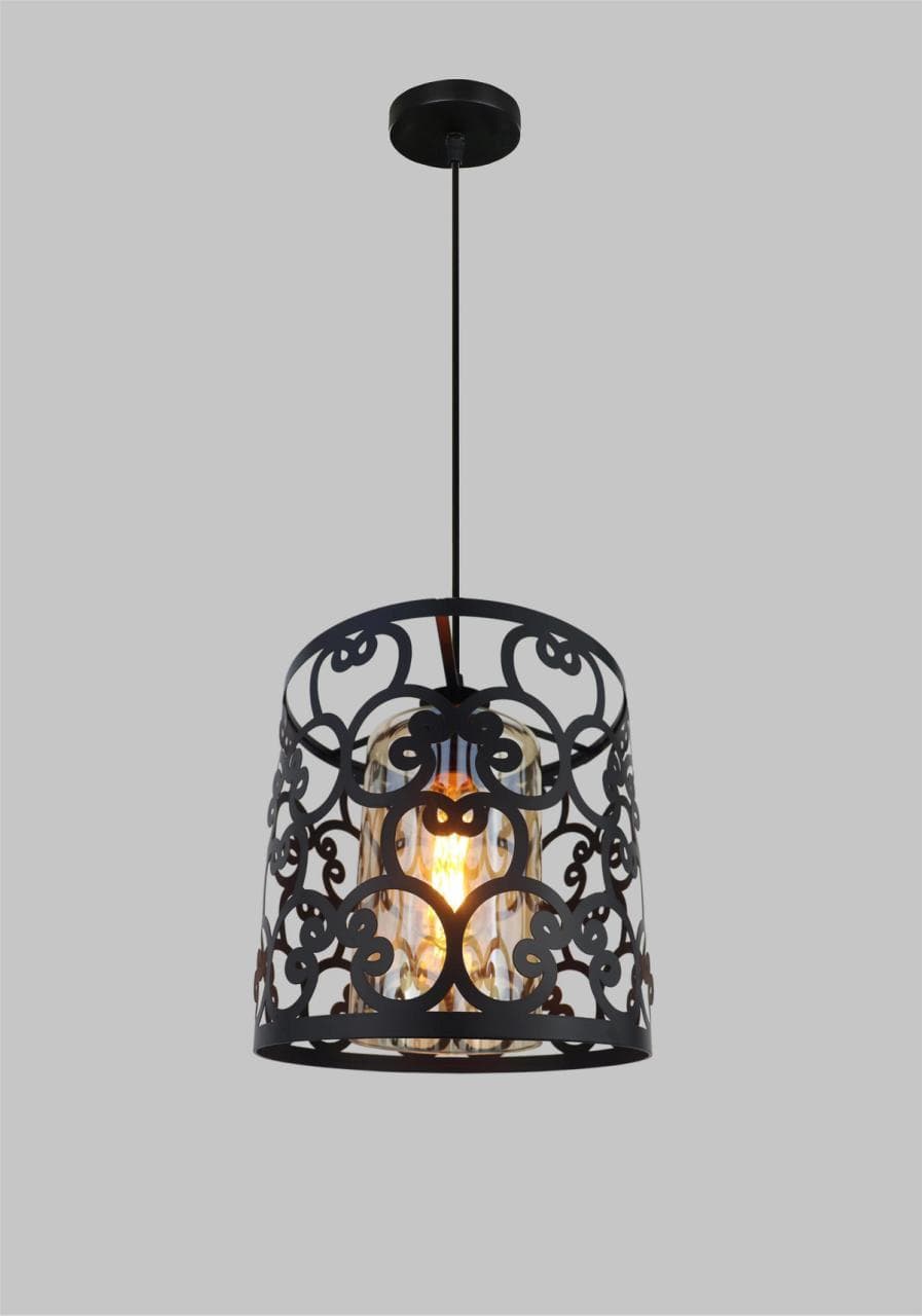 Black Metal Hanging Pendant Lamp – Perfect for Dining & Entryway. - View 1