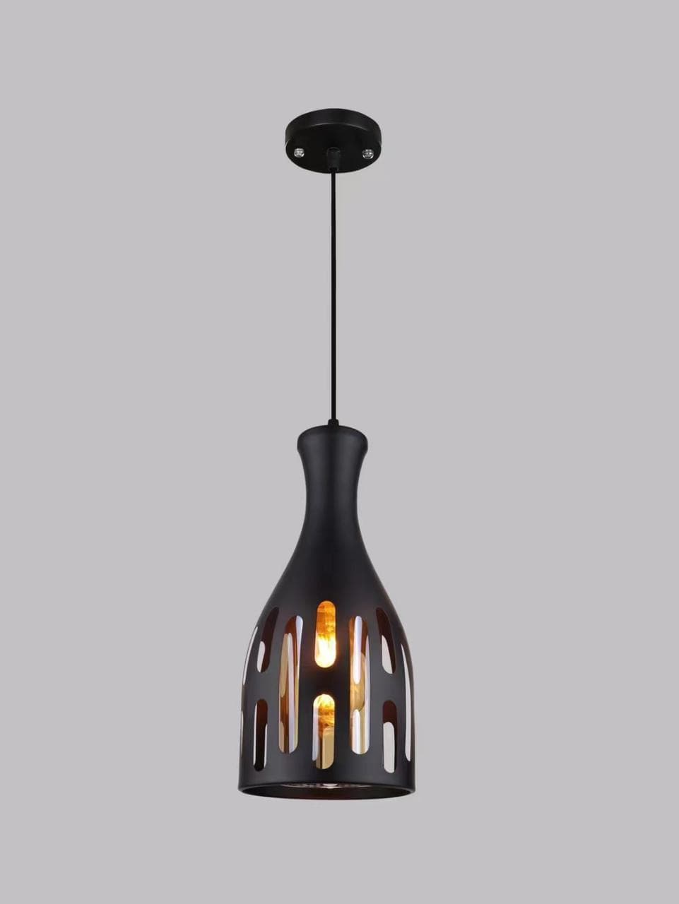 Black Bottle-Shaped Pendant Lamp – Rustic Industrial Hanging Light Fixture for Bar & Loft Spaces. - View 1