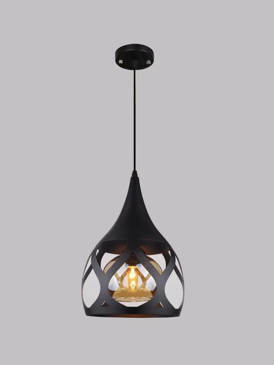 Industrial Rope Droplight – Black Metal Cage Hanging Lamp for Home & Café. - View 1