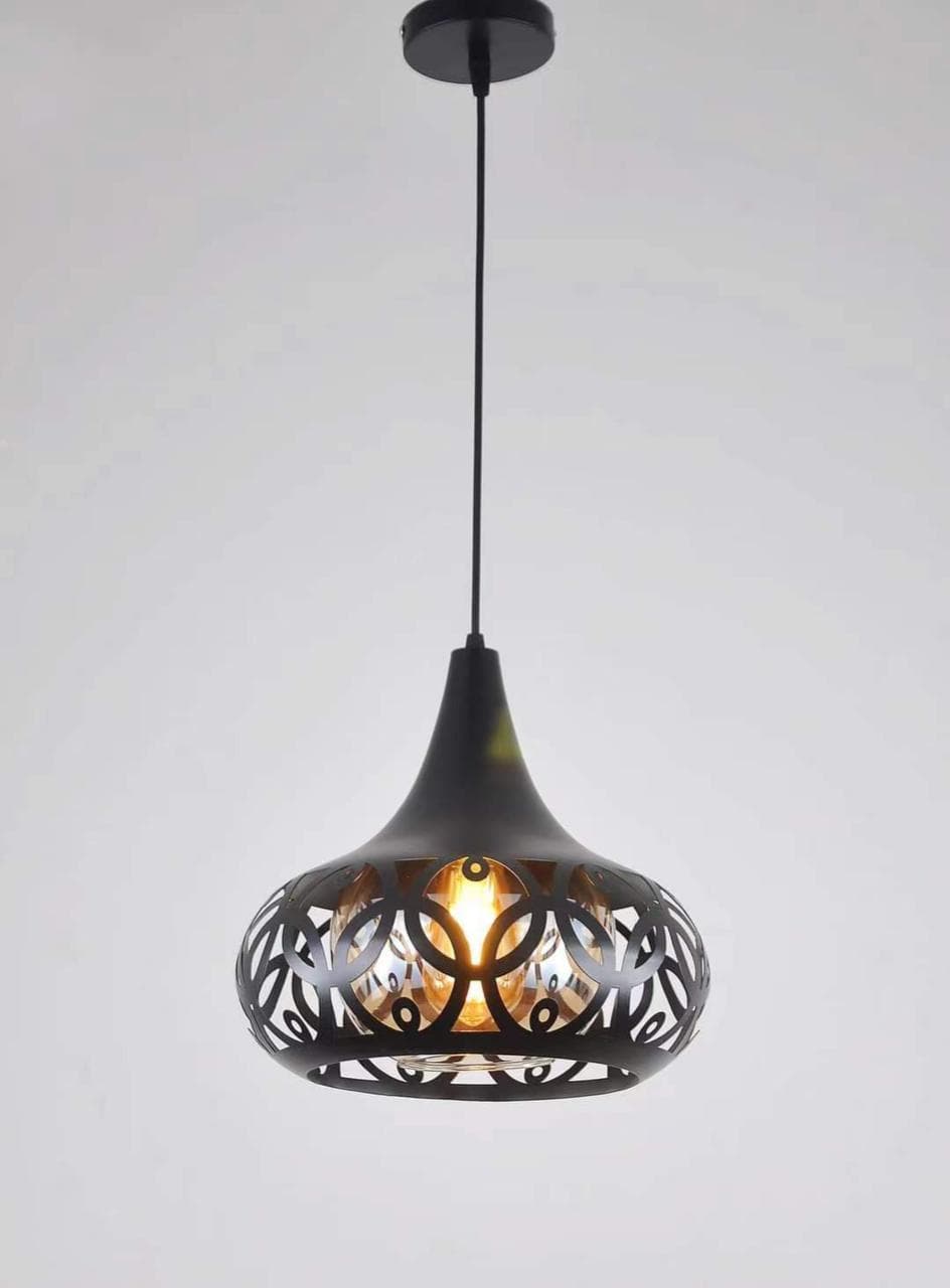 Industrial Cage Pendant Light – Modern Patterned Ceiling Lamp. - View 1