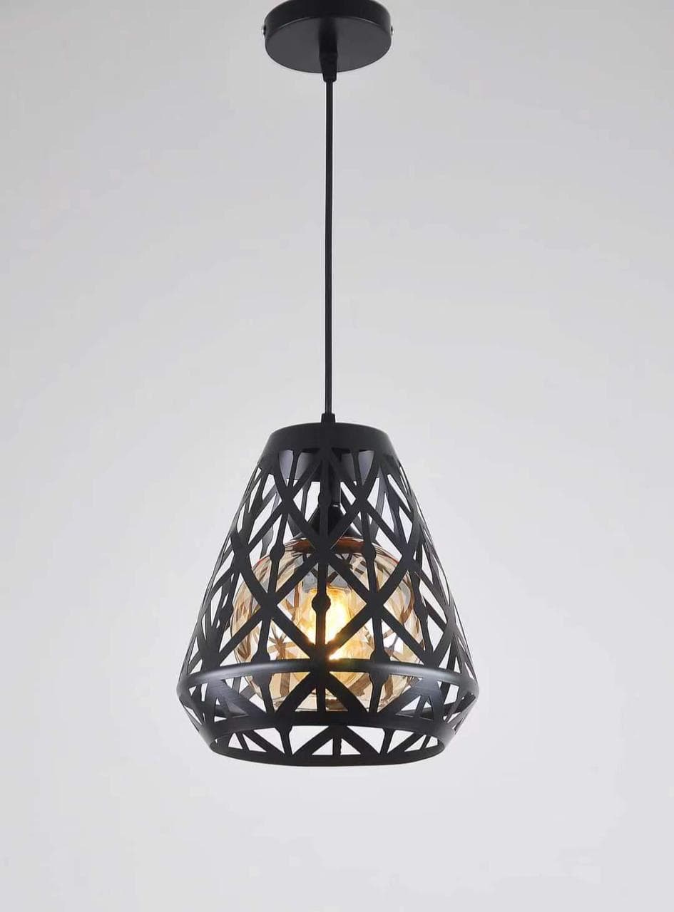 Statement Hanging Ceiling Light – Rustic Rope Cage Industrial Droplight. - View 1