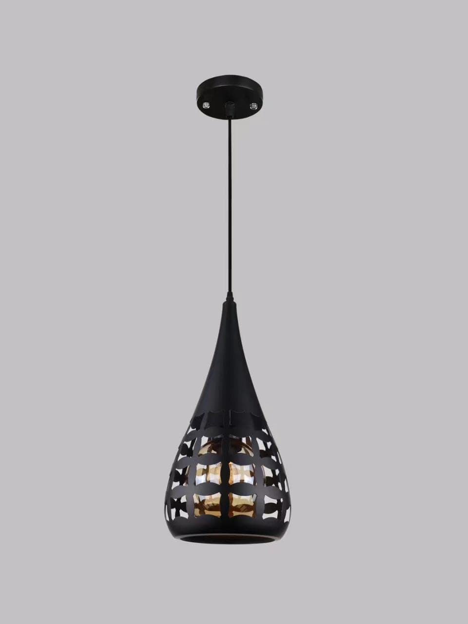 Matte Black Pendant Light – Industrial Rope Cage Droplight for Home. - View 1