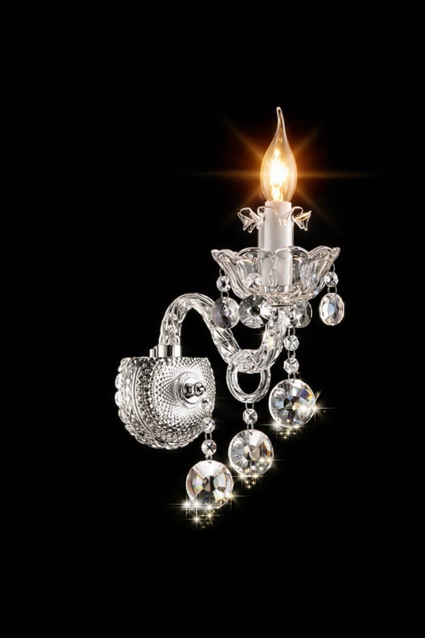 Modern Silver Crystal Wall Light | Decorative Wall Lamp for Living Room. - View 1