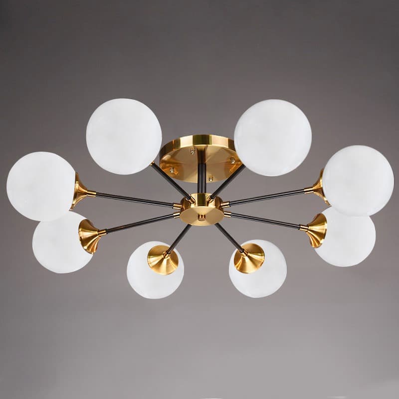 Luxury 8-Arm Nordic Sputnik Chandelier – Designer Gold and Black Pendant Lighting. - View 1