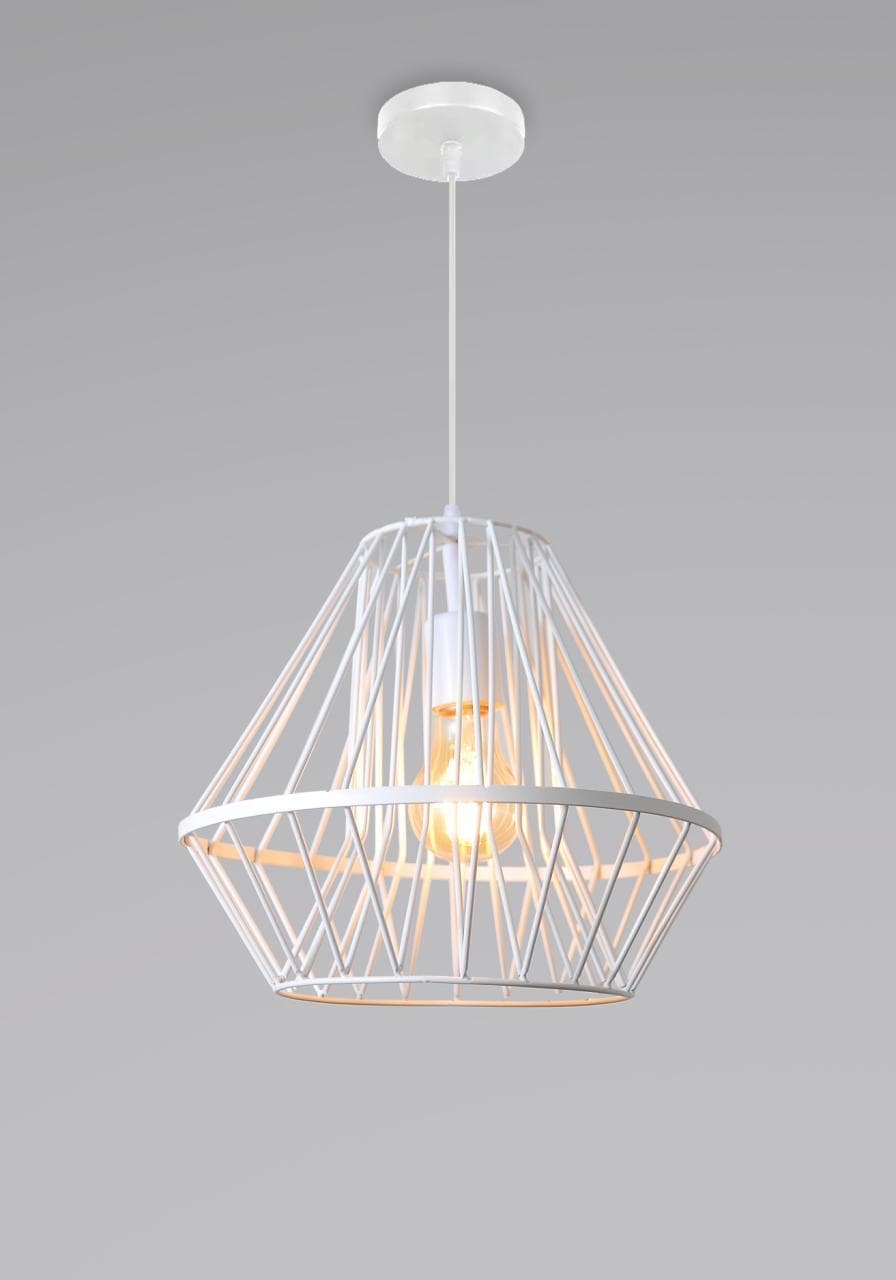 Modern Industrial Cage Drop Light – Black, White, or Gold Finish. - View 1