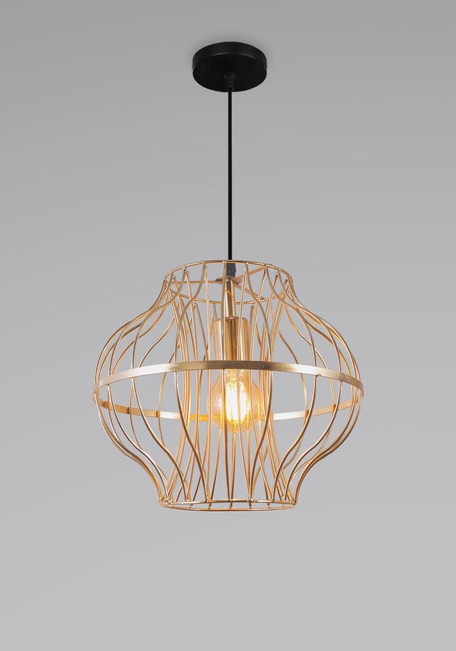 Decorative Metal Cage Pendant Light with Warm Lighting. - View 1