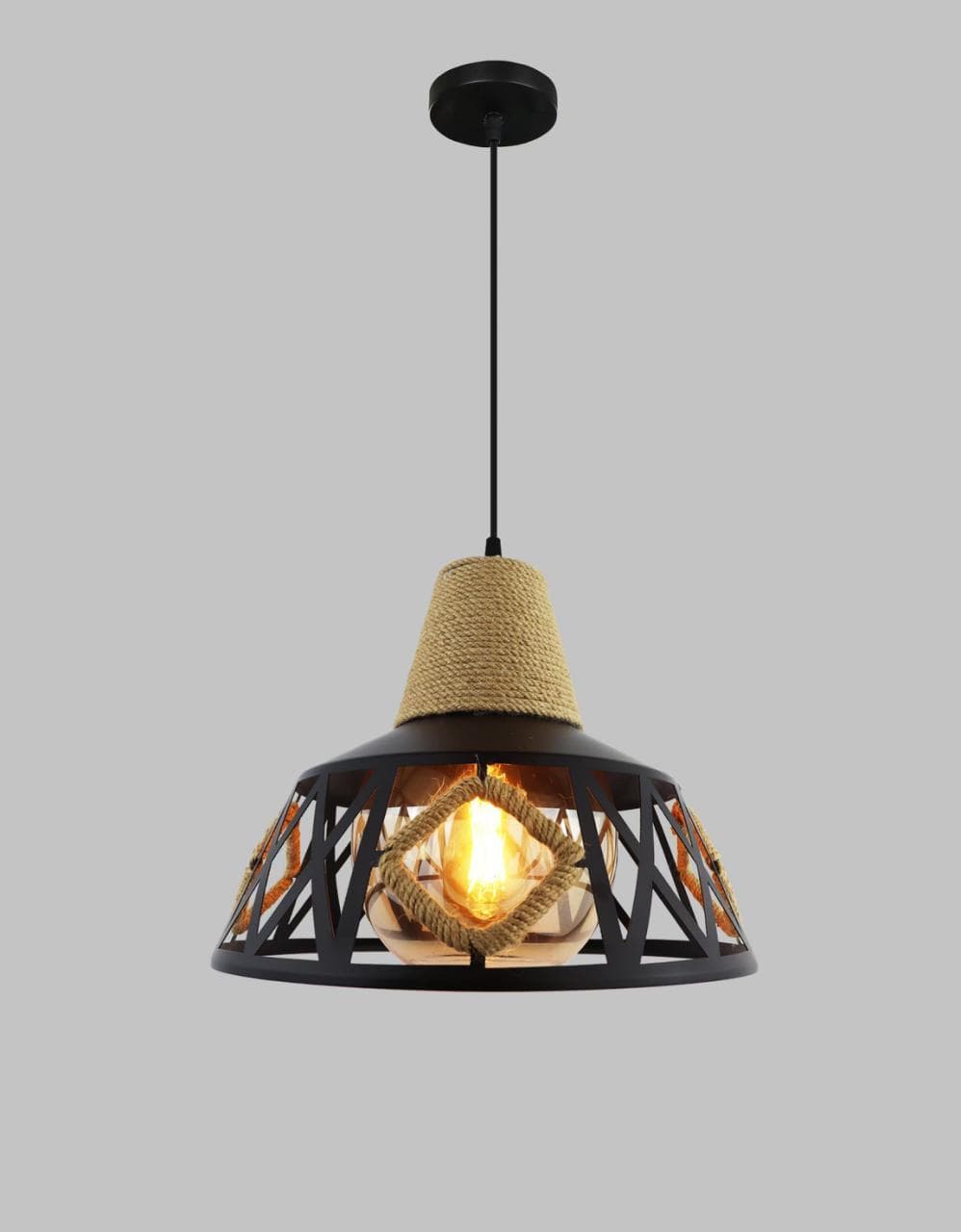 Stylish Cage Design Hanging Drop Lamp | Black Metal Pendant Light for Dining Area. - View 1