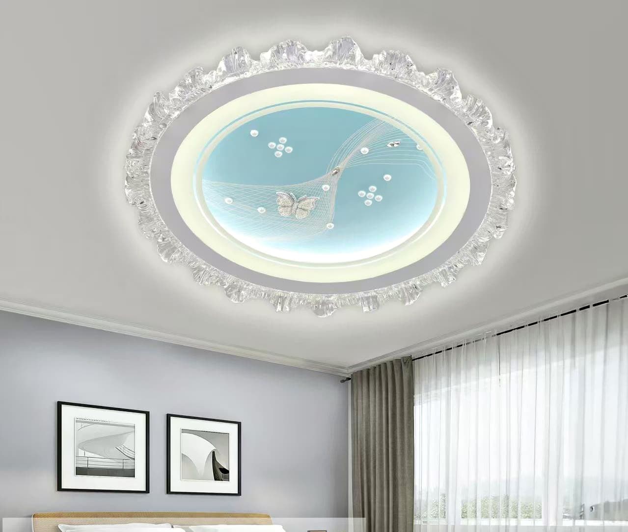 Luxury LED Ceiling Light with Crystal Trim – Perfect Flush Mount for Livingroom & Bed Rooms. - View 1