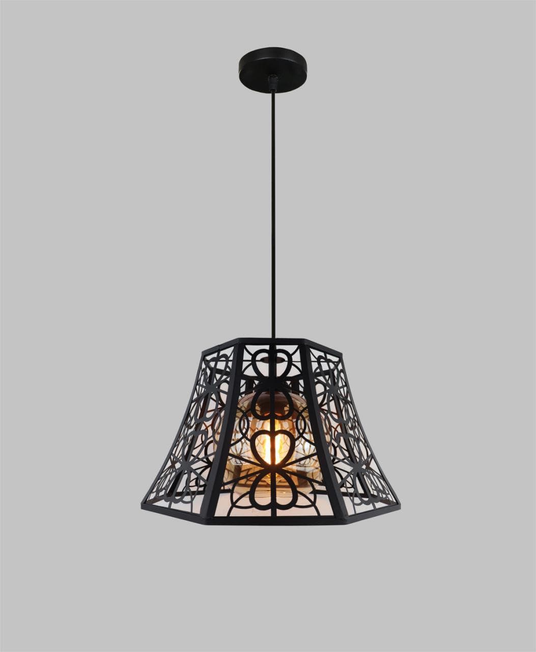 Vintage Industrial Rope Pendant Drop Light – Artistic Cut-Out Metal Hanging Ceiling Lamp. - View 1