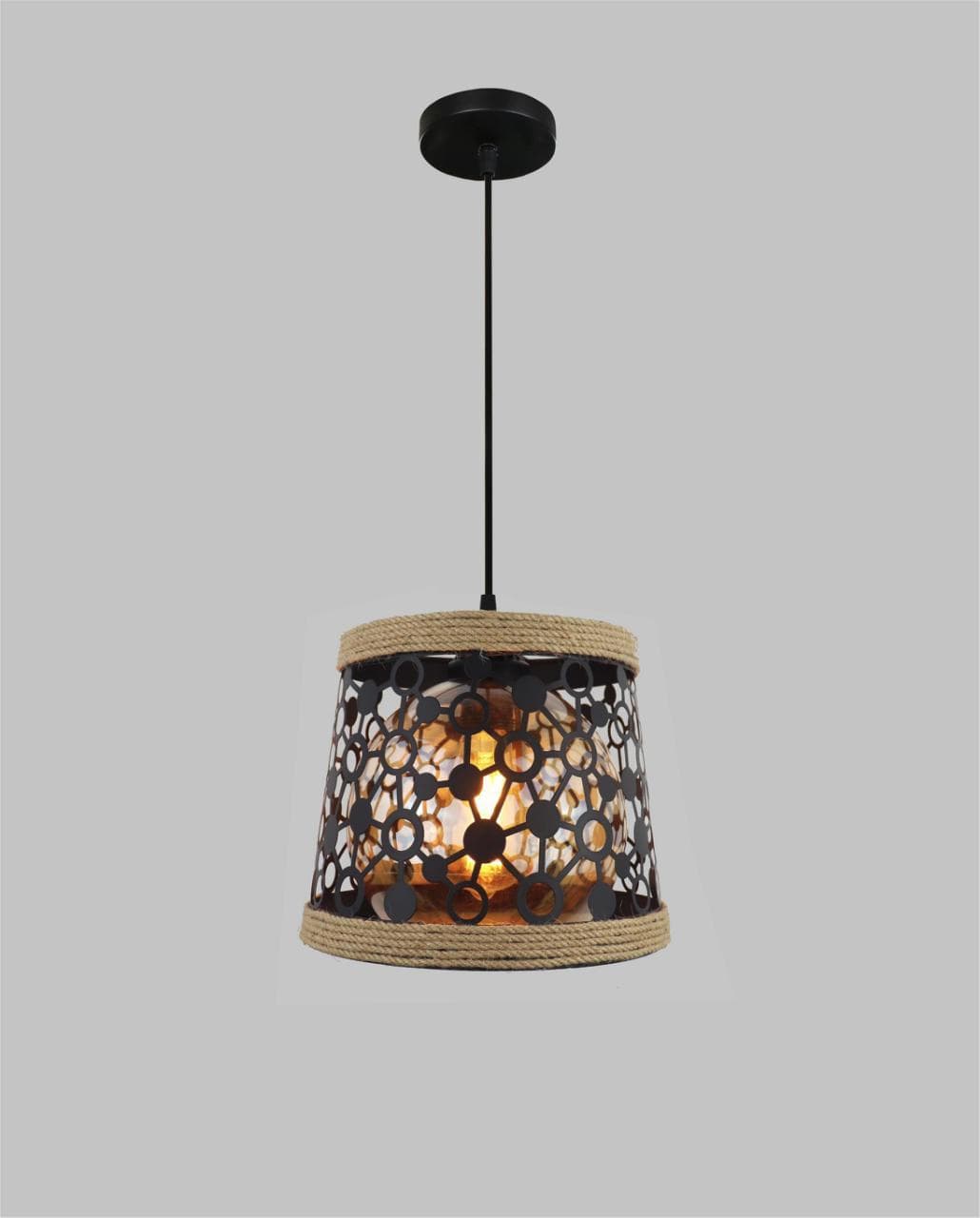 Decorative Rope Pendant Drop Light – Industrial Retro Edison Bulb Compatible Ceiling Lamp. - View 1