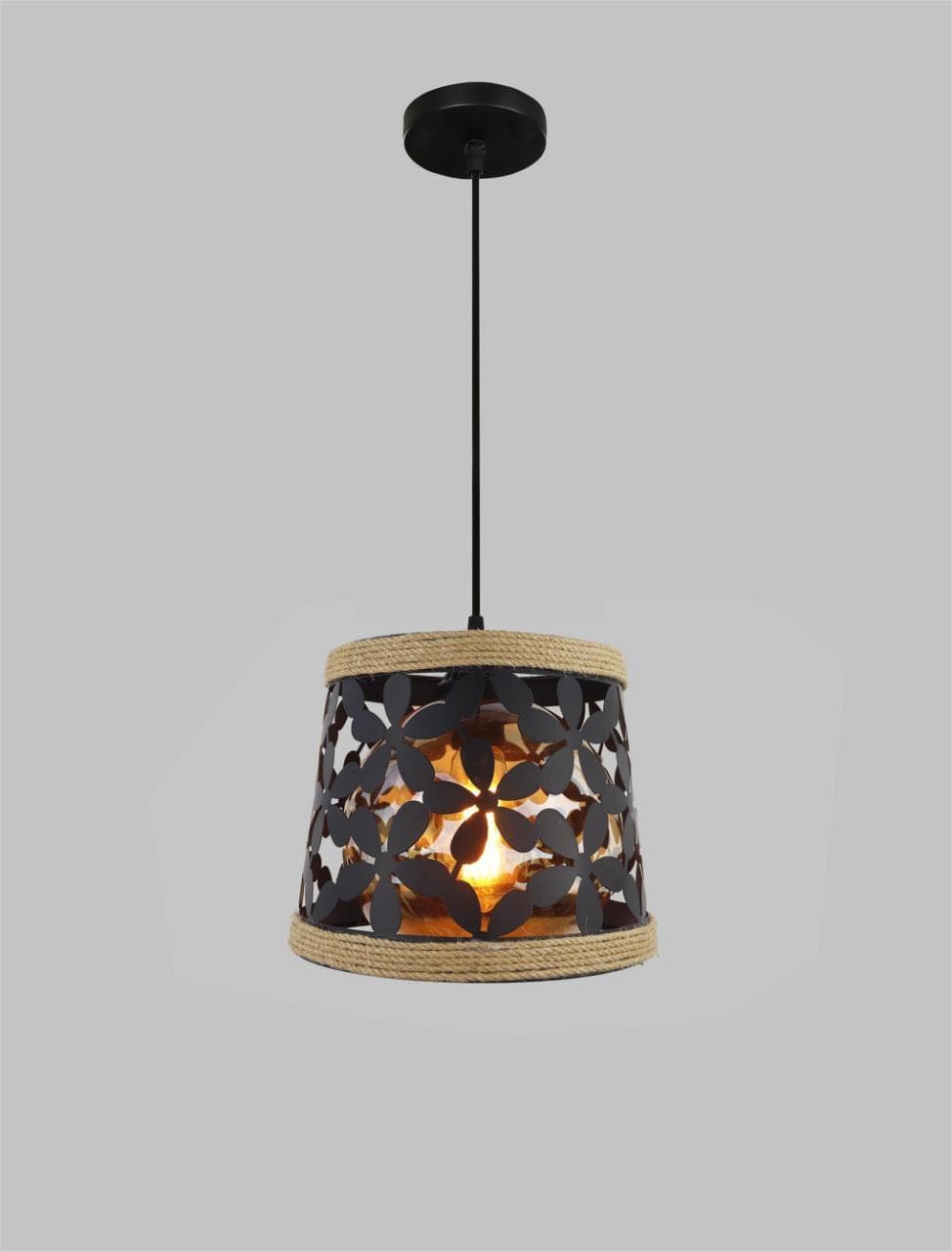 Black Cage Rope Pendant Light – Modern Industrial Hanging Lamp for Home Décor. - View 1
