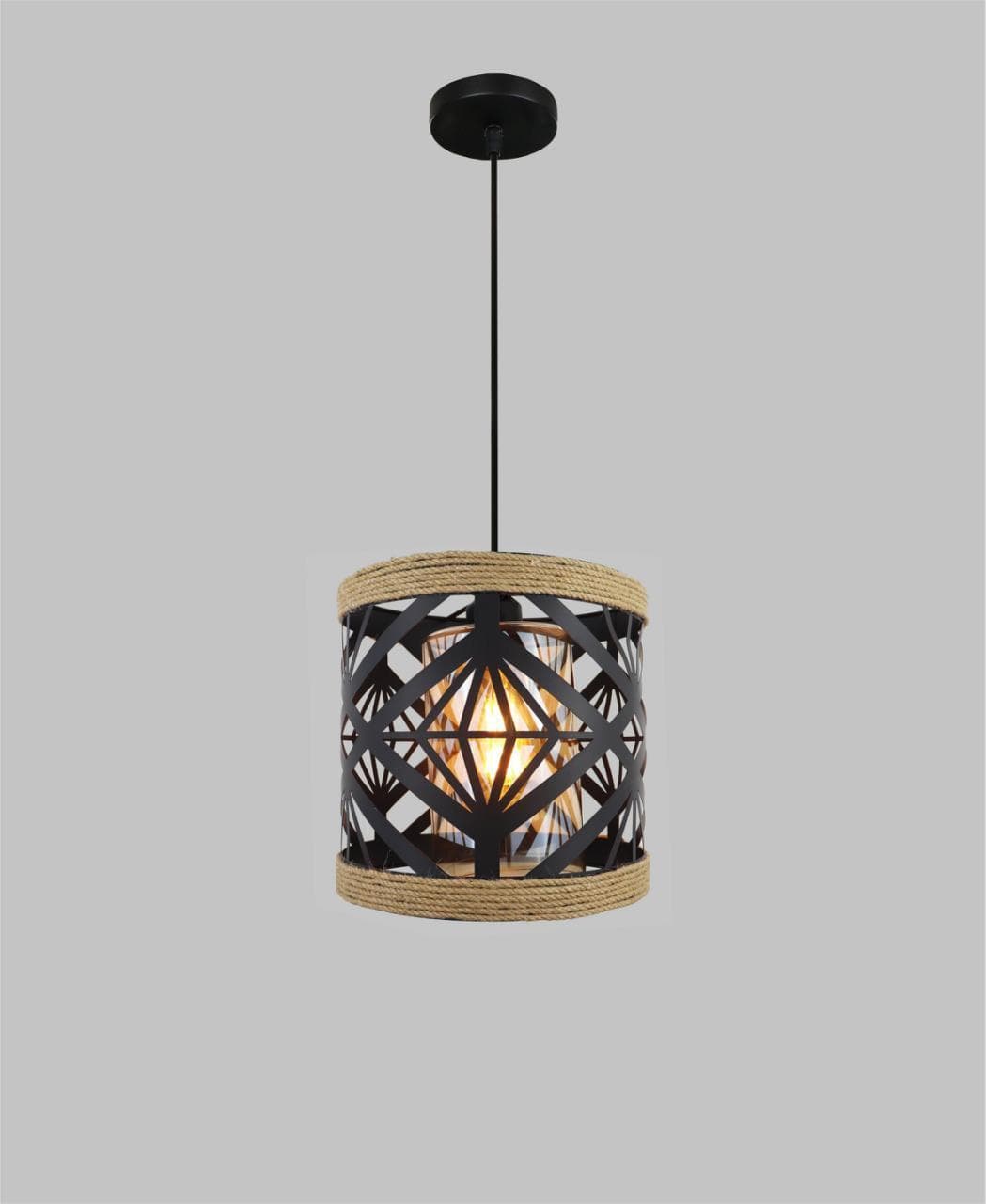 Decorative Vintage Rope Pendant Light – Industrial Hanging Metal Ceiling Lamp. - View 1