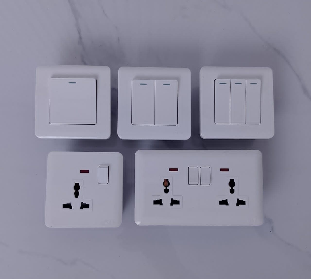 Modern White Wall Switch & Socket Set for Bedroom, Living Room & Office. - View 1